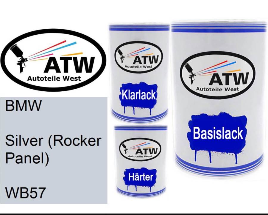 BMW, Silver (Rocker Panel), WB57: 500ml Lackdose + 500ml Klarlack + 250ml Härter - Set, von ATW Autoteile West.